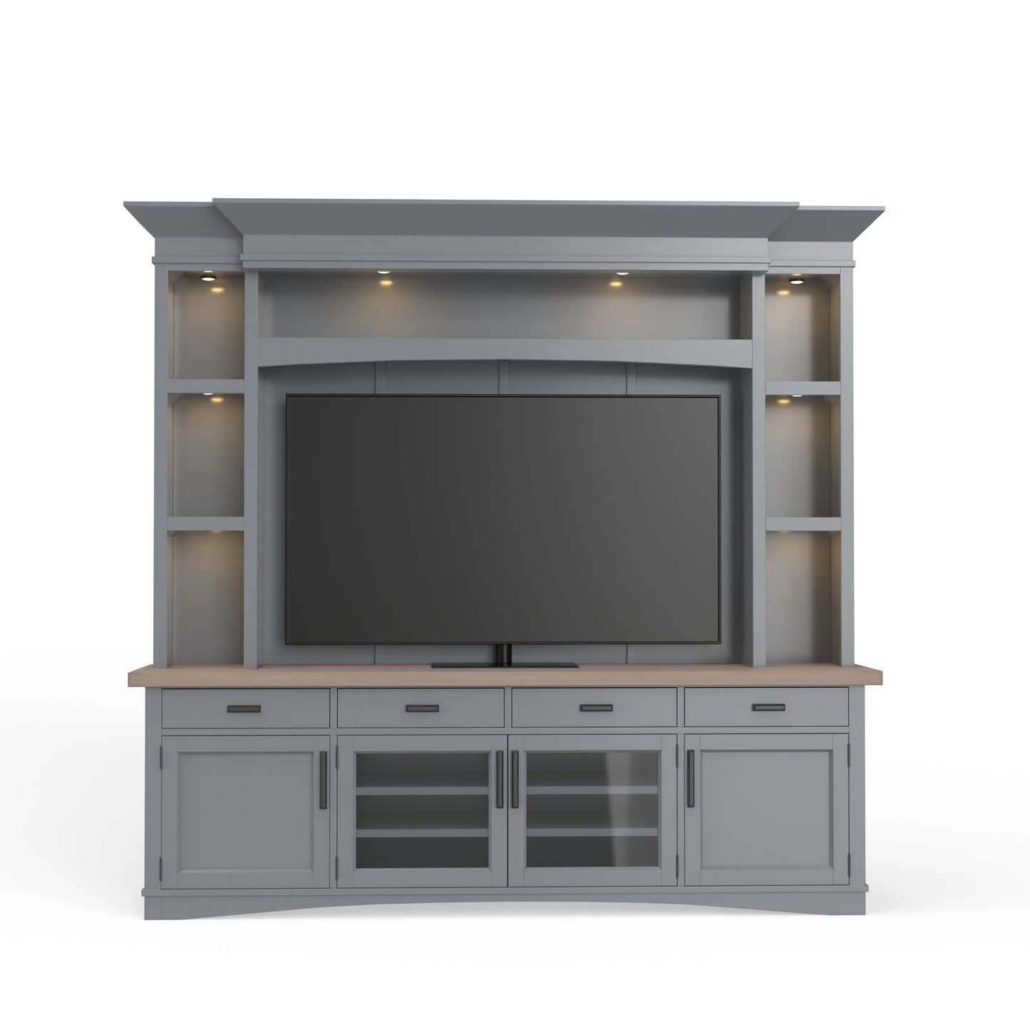 Americana Modern - TV Console with Hutch, Backpanel and LED Lights