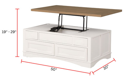 Americana Modern - Cocktail Table With Lift Top - Cotton With Weathered Natural Top