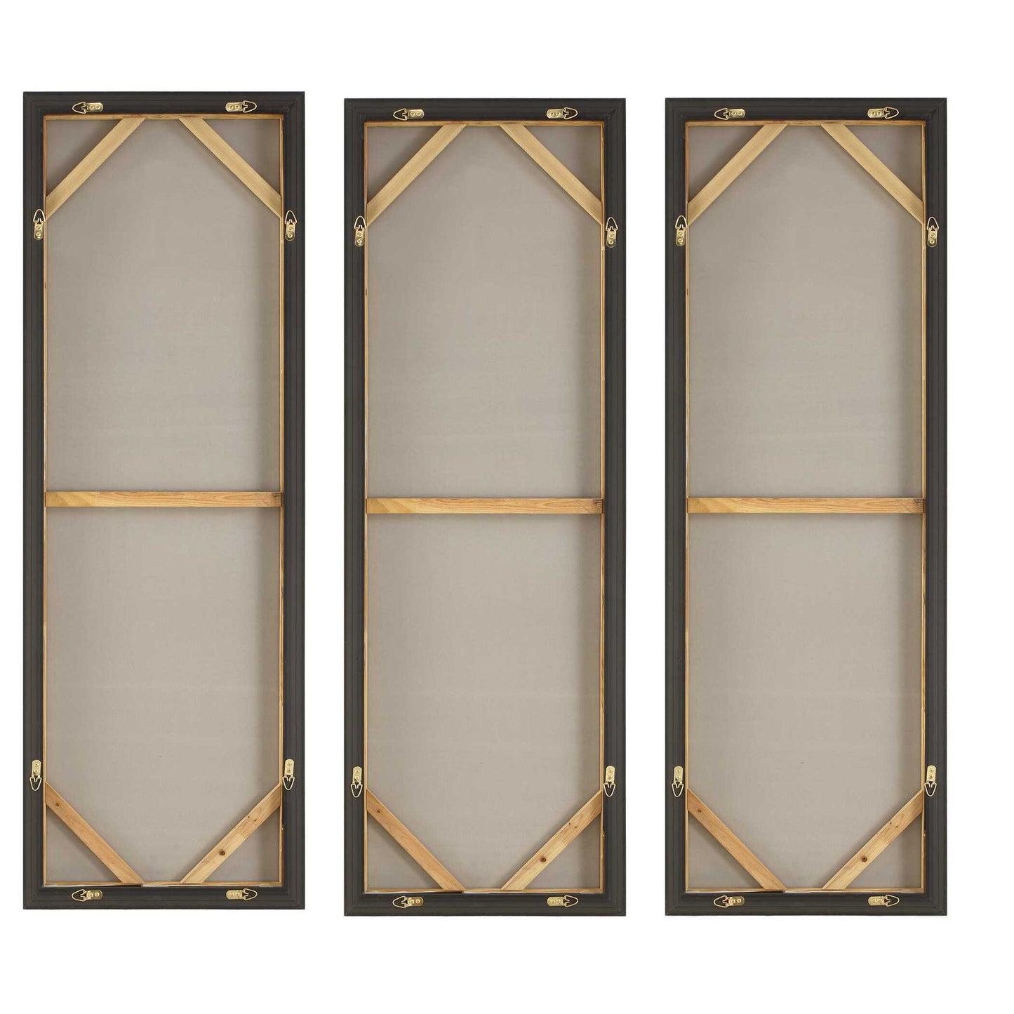 Smoke Break - Hand Painted Modern Art (Set of 3) - Black / Gray / Orange / Woodtone / Yellow