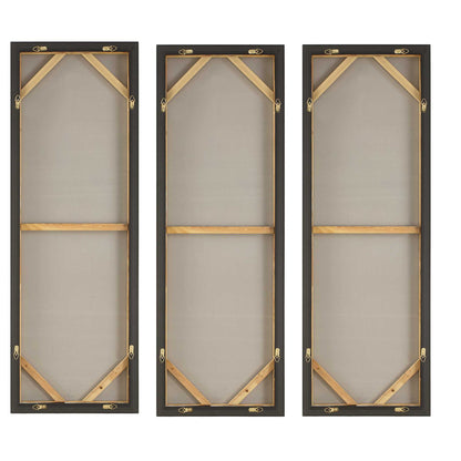 Smoke Break - Hand Painted Modern Art (Set of 3) - Black / Gray / Orange / Woodtone / Yellow