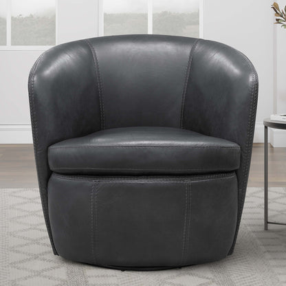 Barolo - 100% Italian Leather Swivel Club Chair (Set of 2)