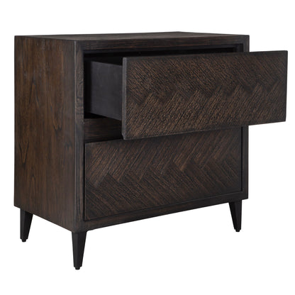 Abba - Herringbone Accent Chest - Dark Brown