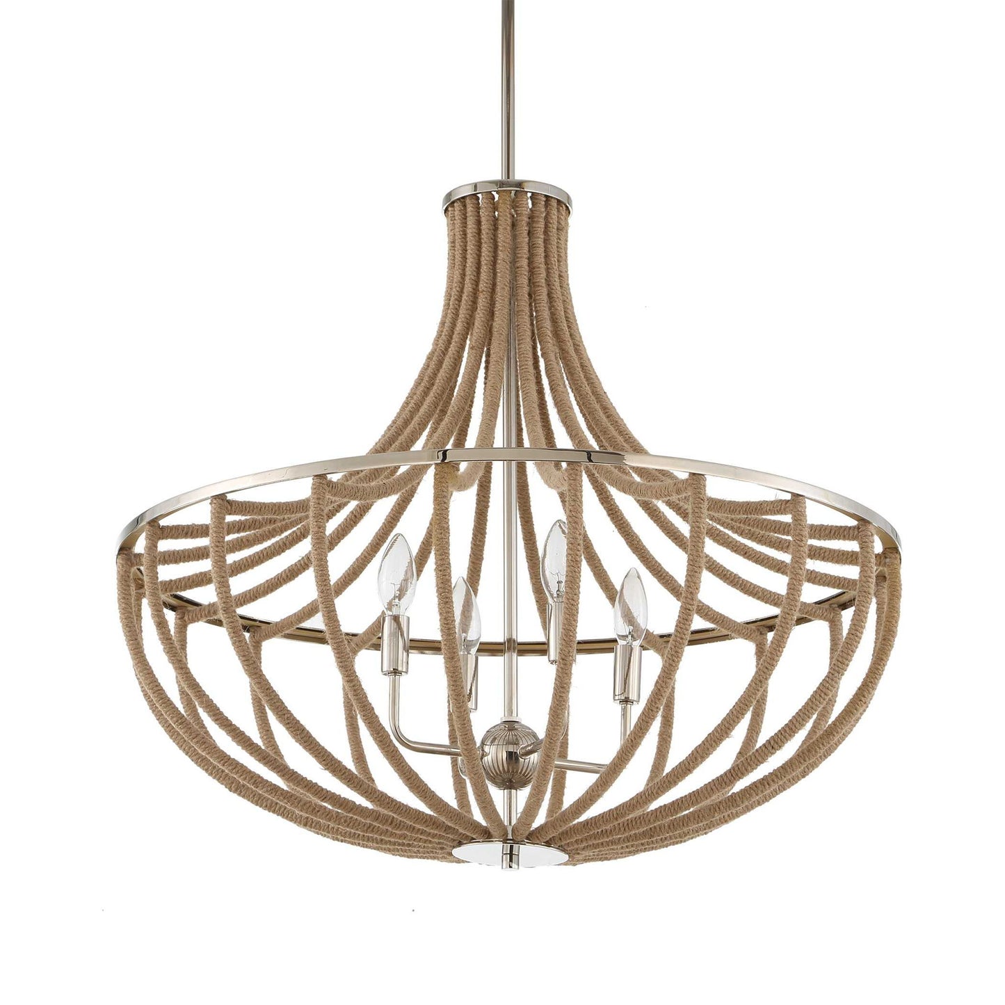 Lovelock - 4 Light Rope Empire Chandelier - Light Brown