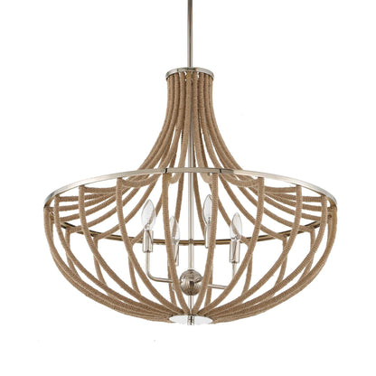Lovelock - 4 Light Rope Empire Chandelier - Light Brown