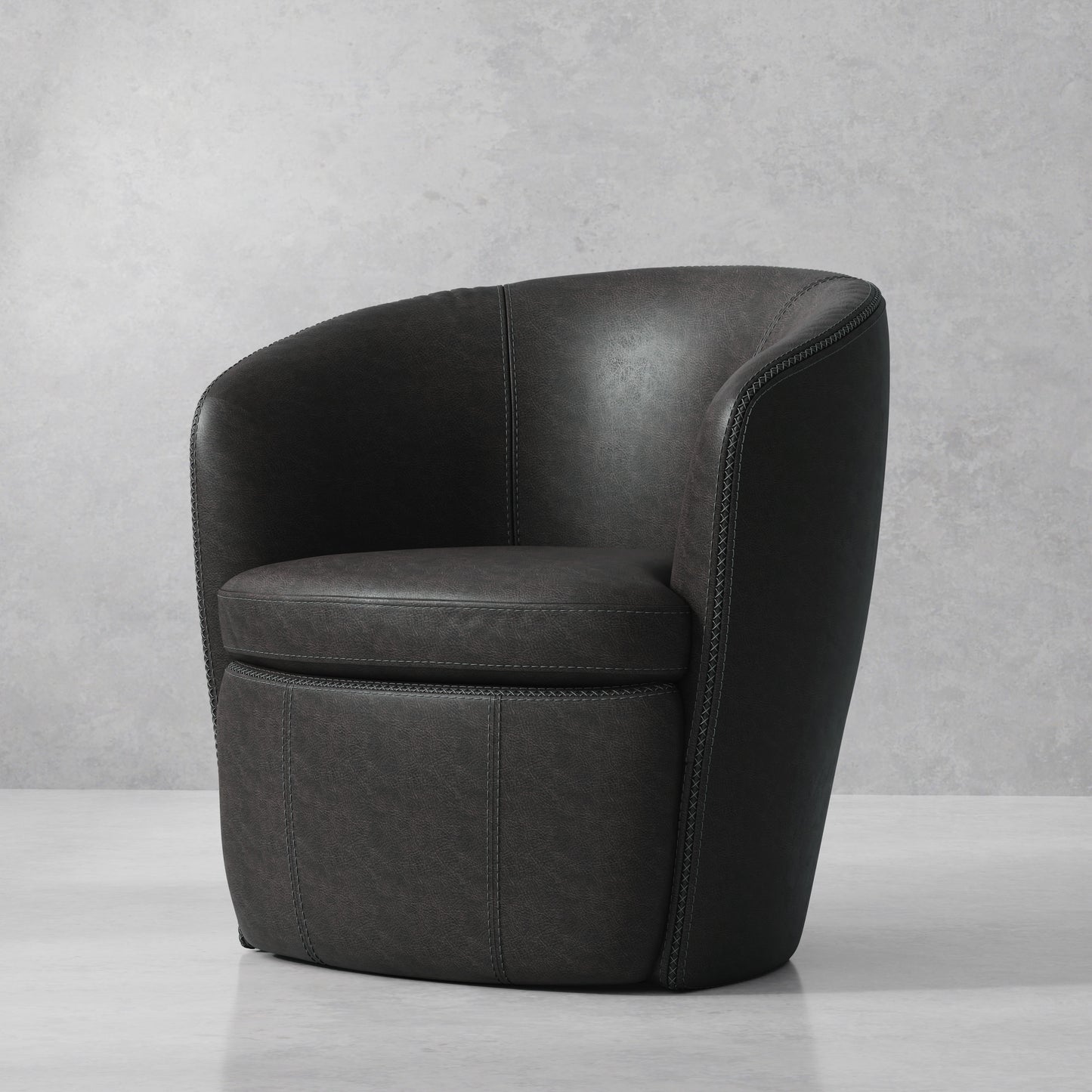 Barolo - 100% Italian Leather Swivel Club Chair (Set of 2)