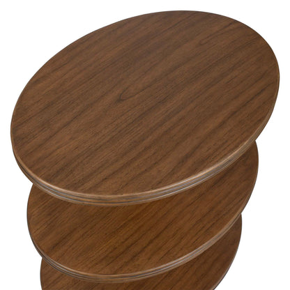 Top - Tier Oval Walnut Side Table - Woodtone