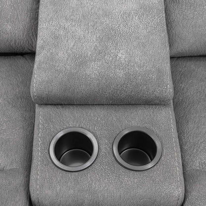 Linus - Zero Gravity Power Reclining Console Loveseat - Hudson Gray