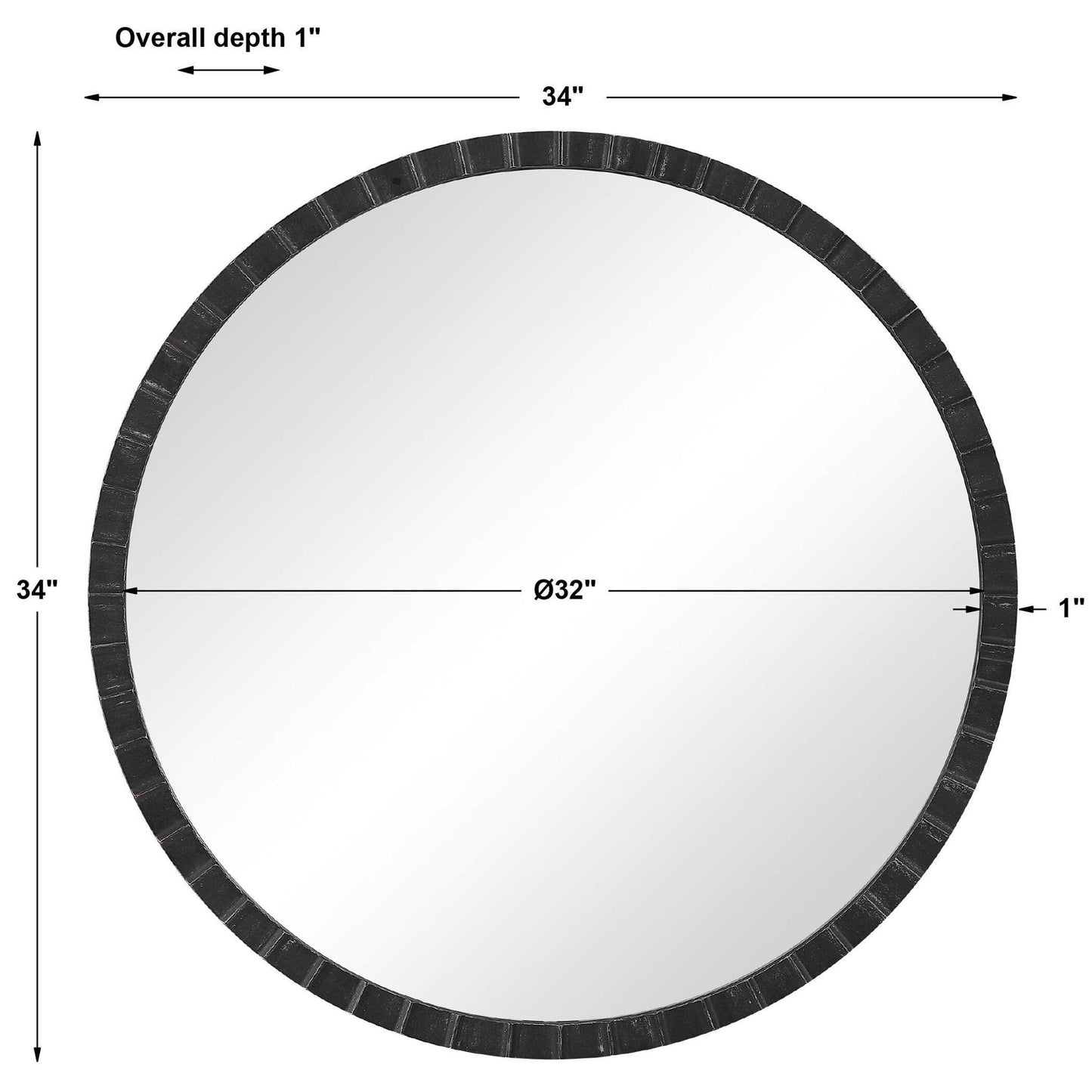 Dandridge - Round Industrial Mirror - Black