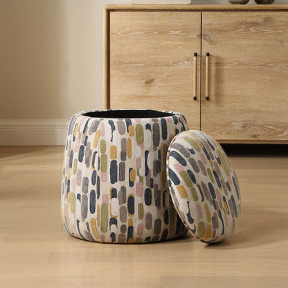 Arem - Upholstered Multi-Color Ottoman - Gray / Pink / White / Yellow