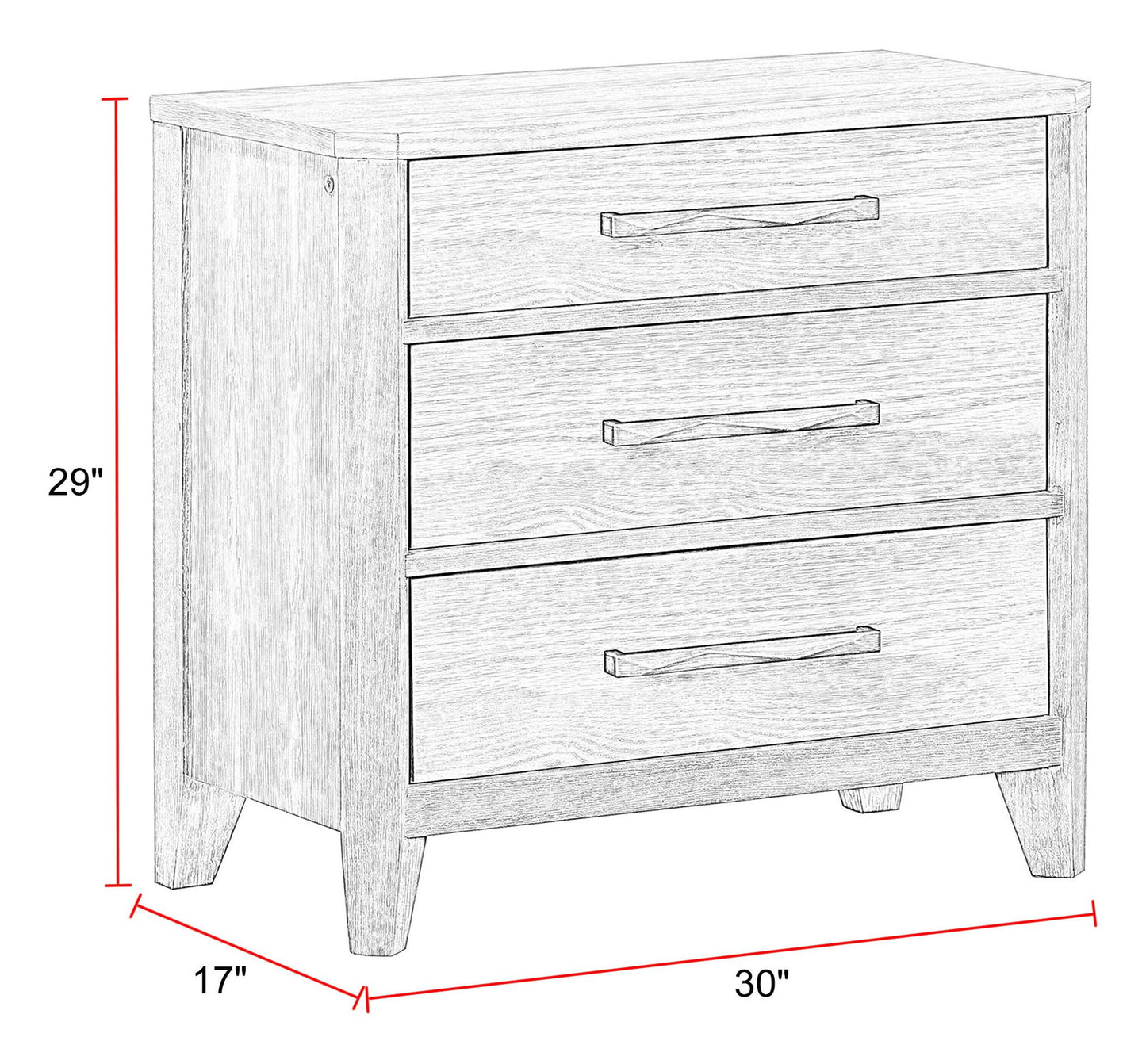 Breckenridge - 3 Drawer Nightstand With USB/C Port - Brown