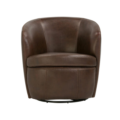 Barolo - 100% Italian Leather Swivel Club Chair (Set of 2)