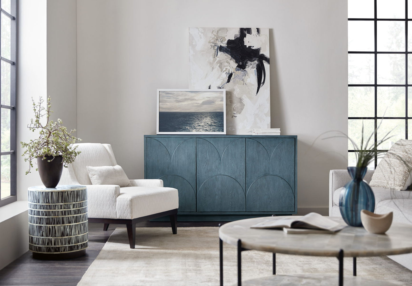 Melange - Round Valley Three Door Entertainment Credenza - Blue