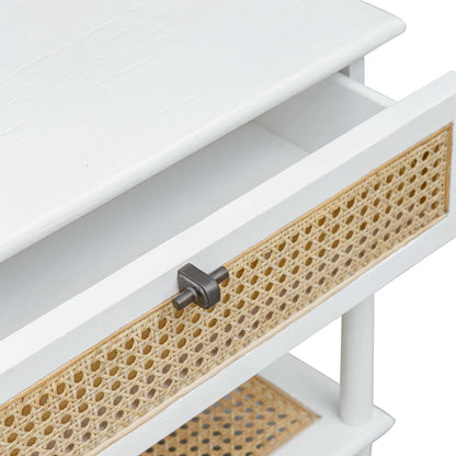 Coast - Rattan Side Table - White / Woodtone