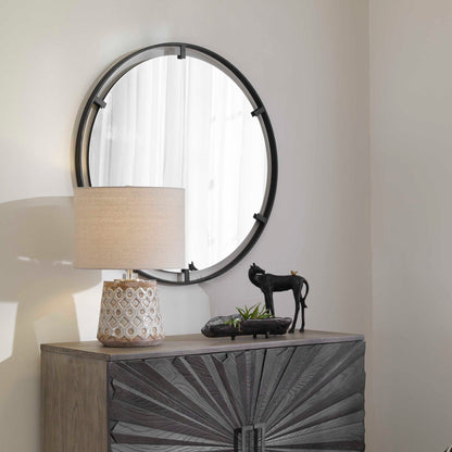 Cashel - Round Iron Mirror - Black