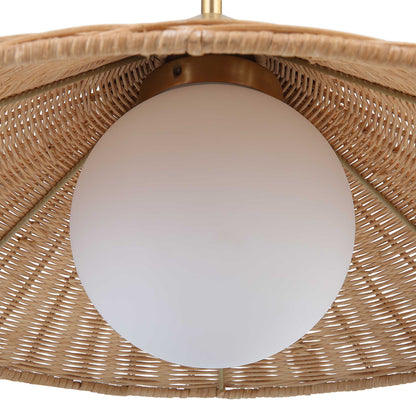 Phuvinh - 1 Light Rattan Shade Pendant - Beige