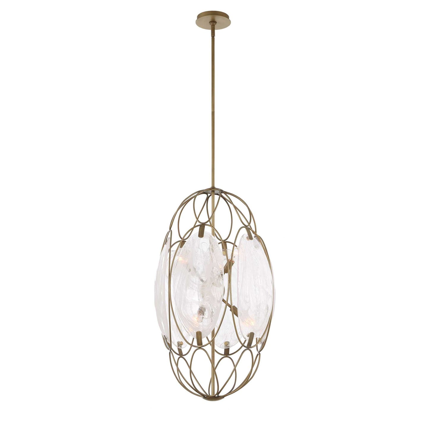 Valencia - 6 Light Glass Panel Pendant - Gold / White