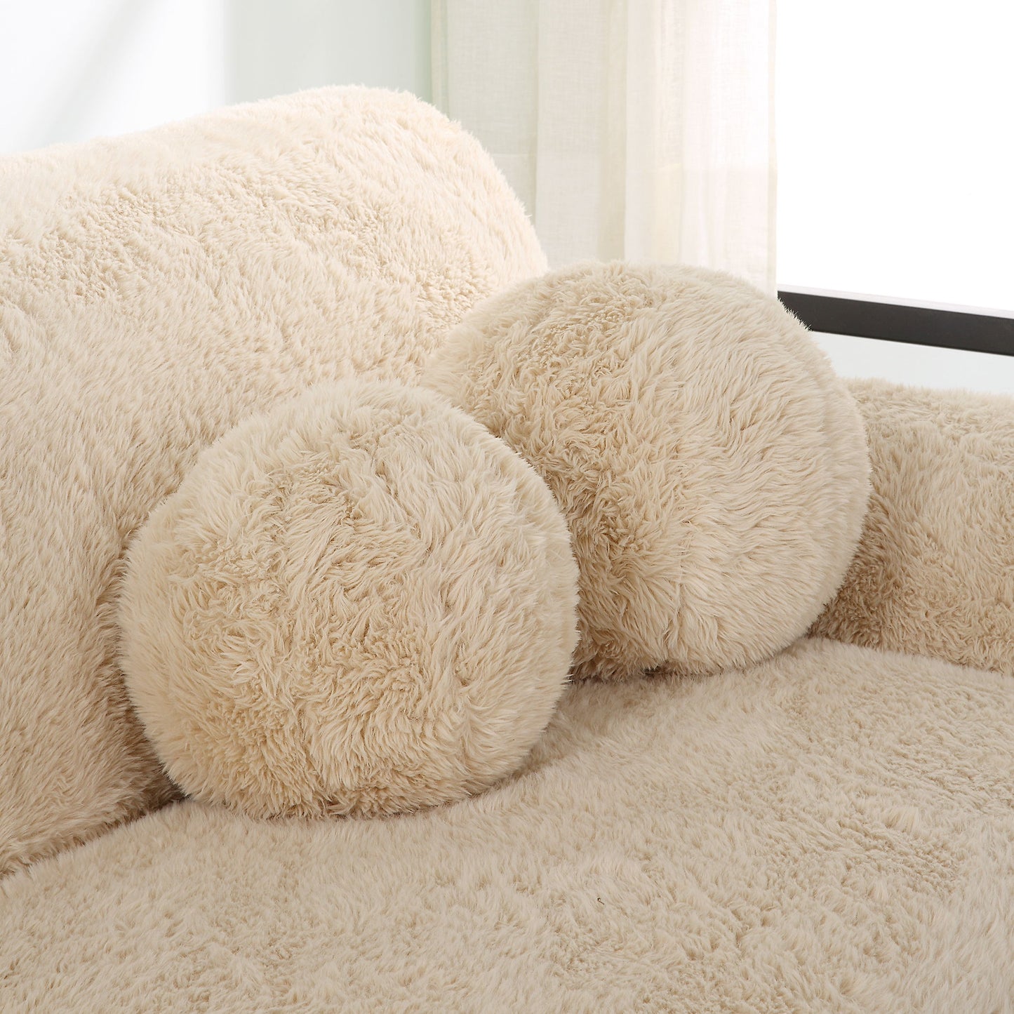 Abide - Ball Sheepskin Pillows (Set of 2) - Beige