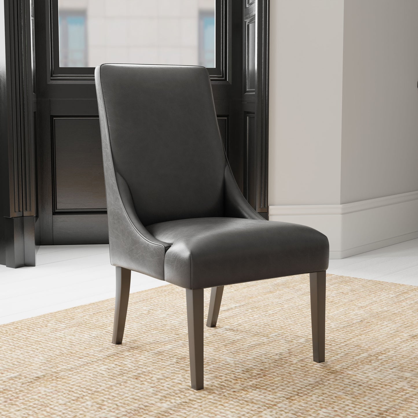 Crossings - Round Dining Table With 4 Upholstered Chairs - Brown & Dark Gray