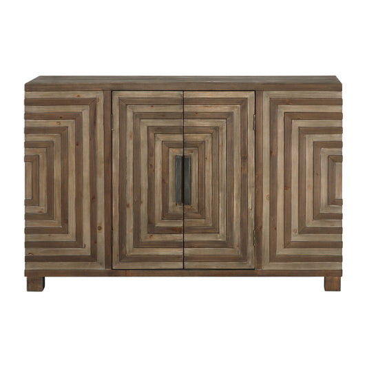 Layton - Geometric Console Cabinet - Light Brown