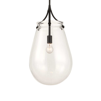 Dewdrop - 1 Light Glass Shade Pendant - Black