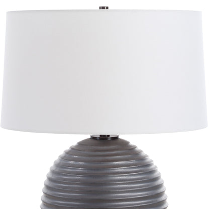 Chelsom - Ribbed Table Lamp - Gray