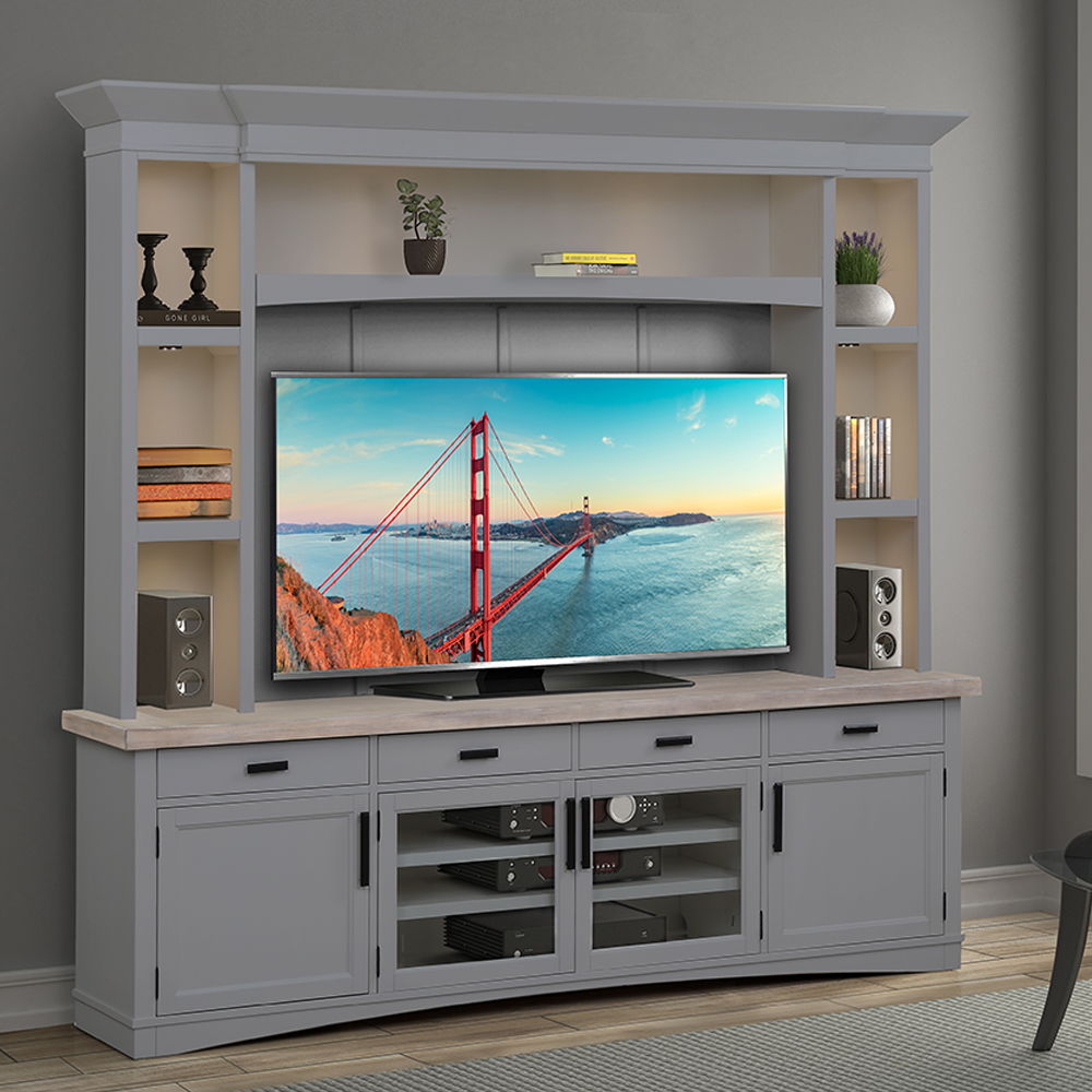 Americana Modern - TV Console with Hutch, Backpanel and LED Lights