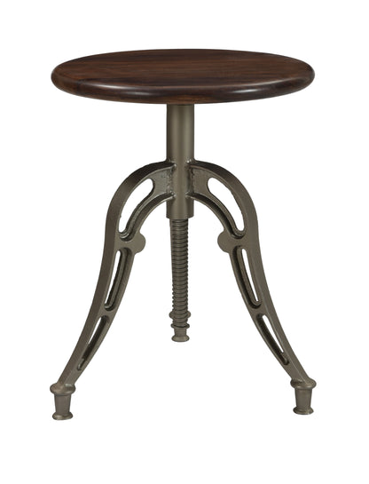 Bristol - Round Adjustable Barstool - Honey Brown / Antique Silver