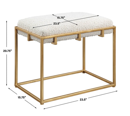 Paradox - Small Shearling Bench - Gold & White