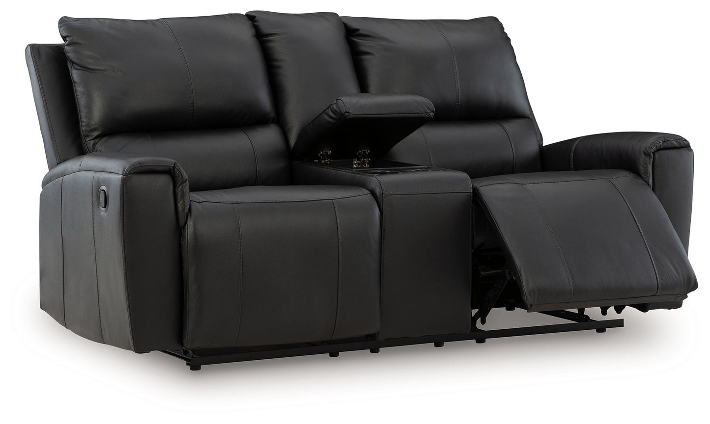 Glossmore - Reclining Loveseat With Console - Black