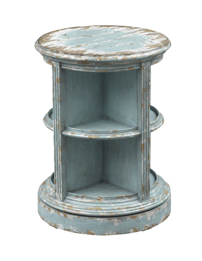 Skylar - Swivel Accent Table - Burton Aged Blue / Tan