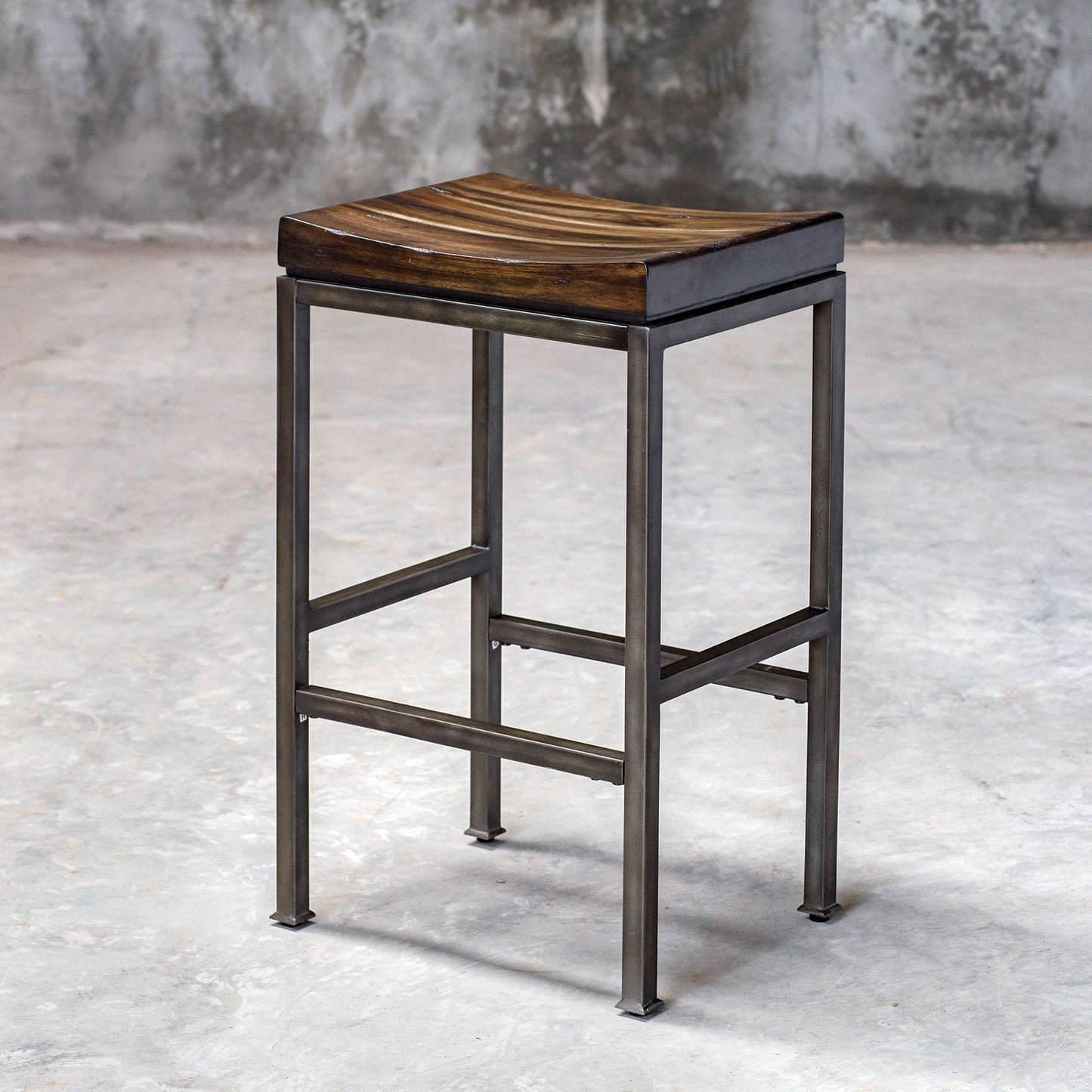 Beck - Industrial Bar Stool - Dark Brown & Black