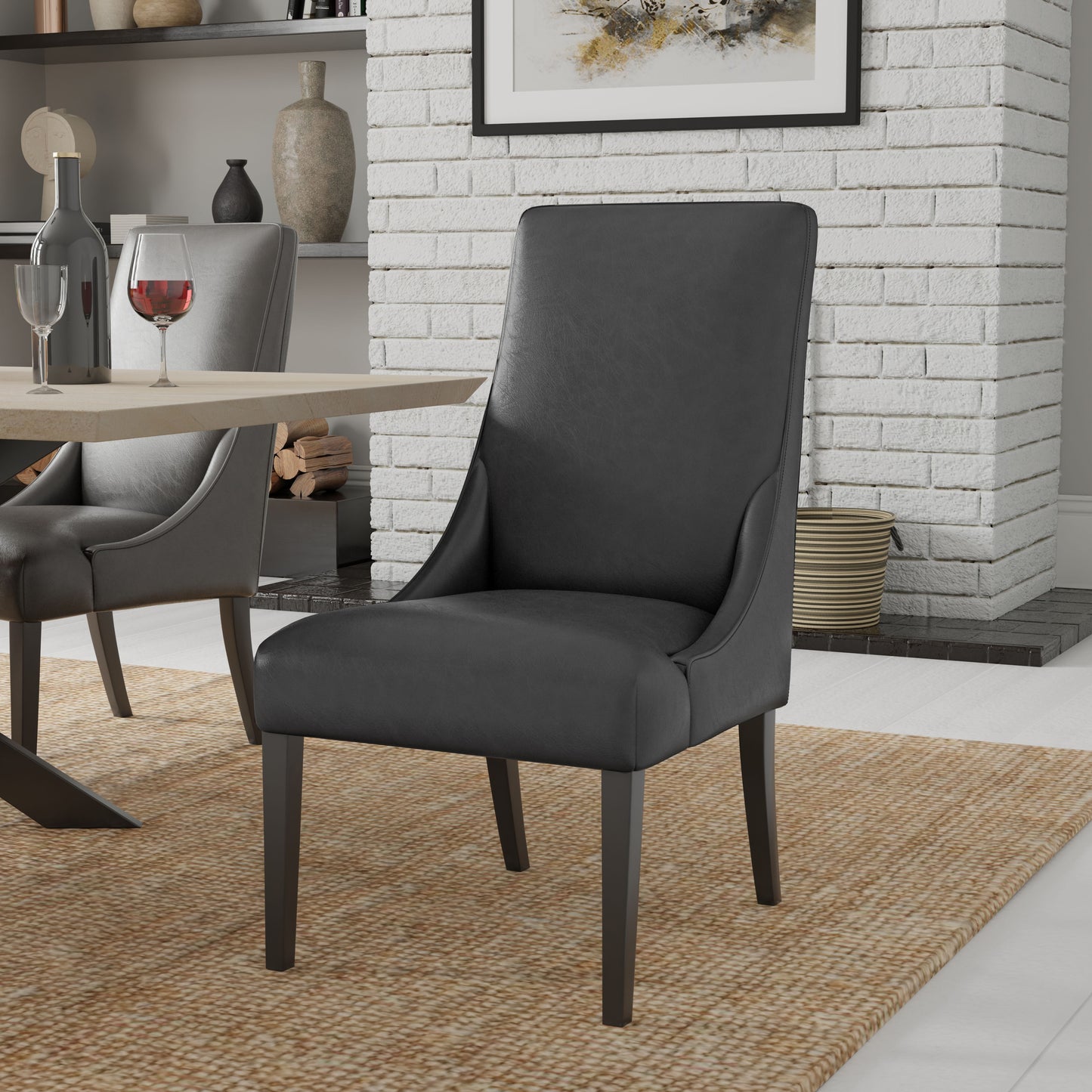 Crossings - Round Dining Table With 4 Upholstered Chairs - Brown & Dark Gray