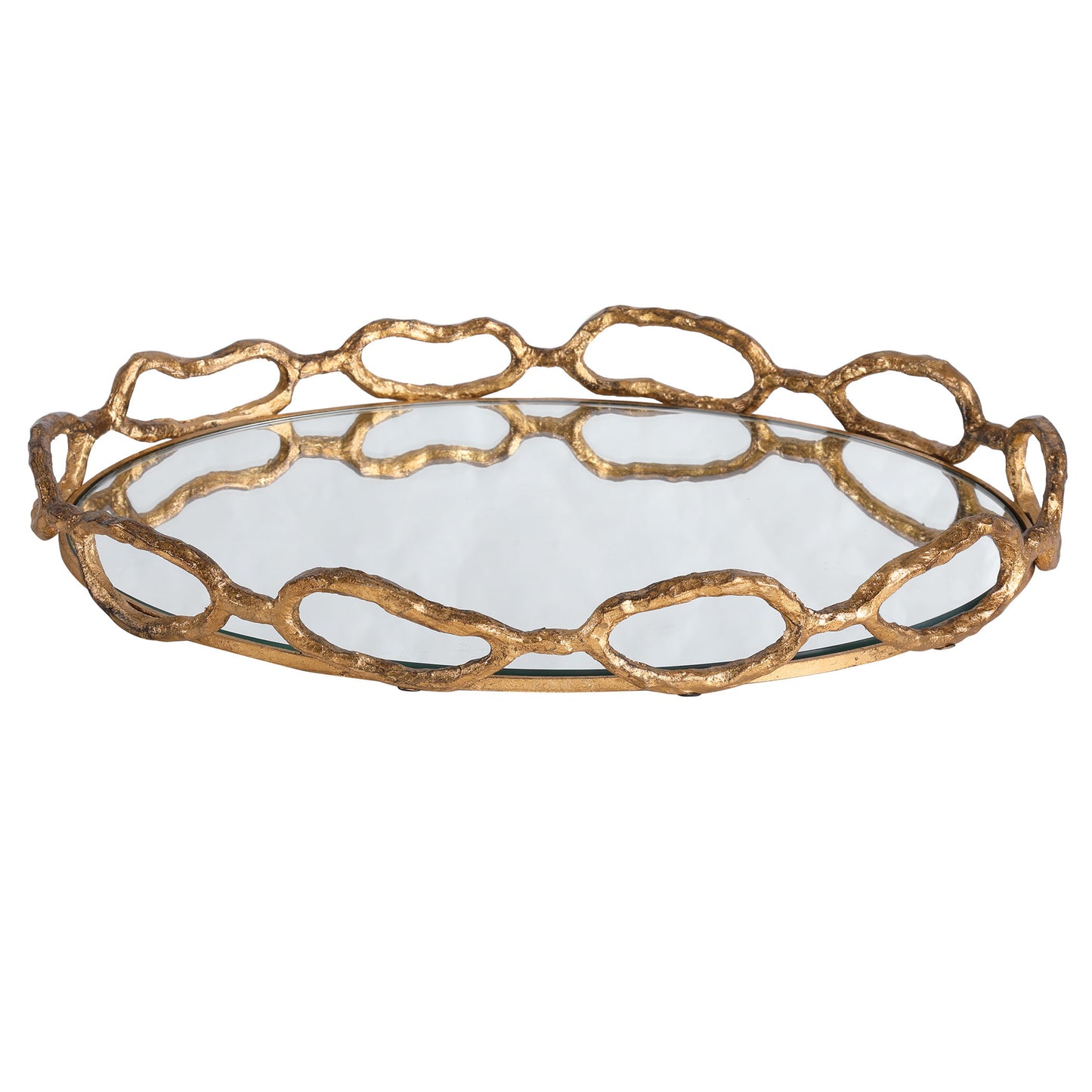 Cable - Chain Mirrored Tray - Gold