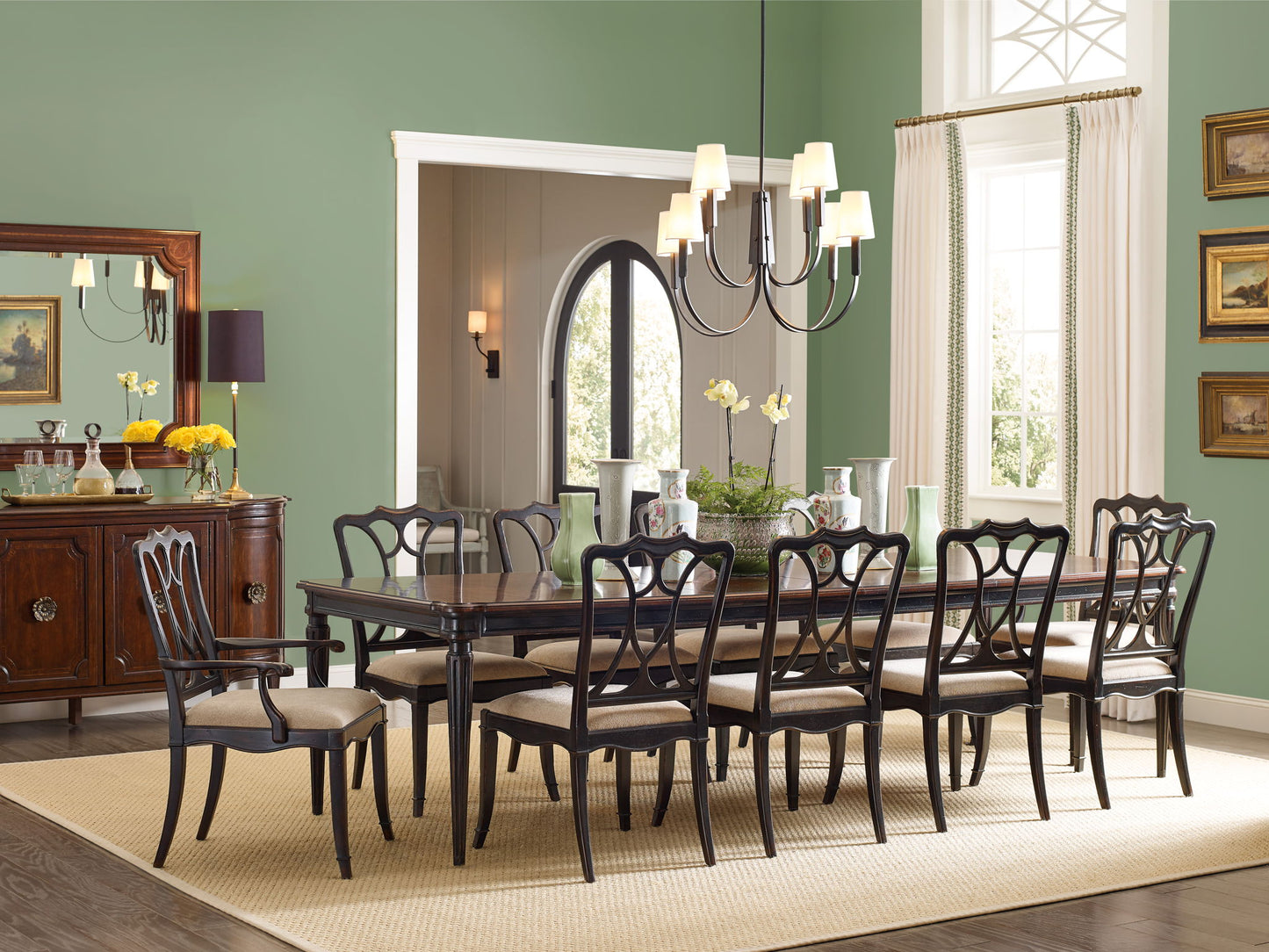 Charleston - Rectangle Leg Dining Table With 2-22" leaves - Dark Brown