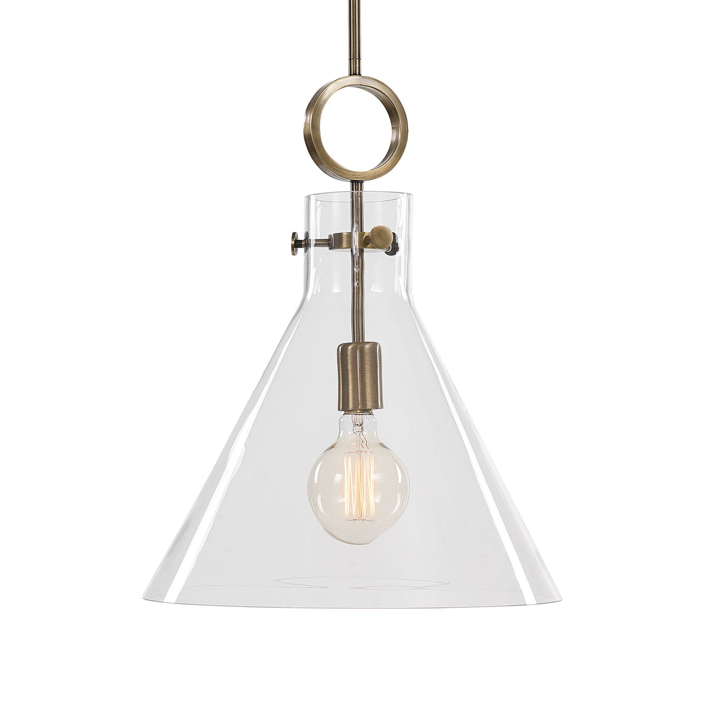 Imbuto - Funnel Glass 1 Light Pendant - White & Gold