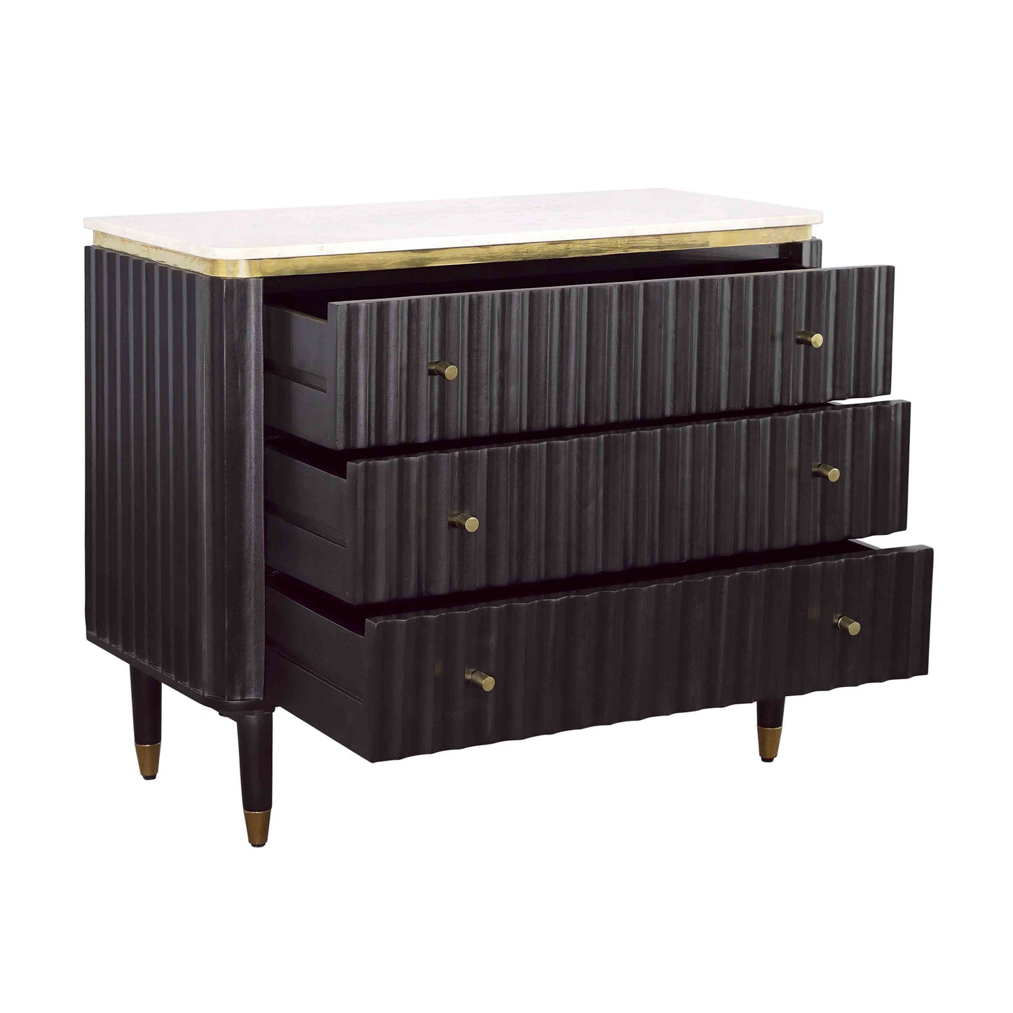 Carlyle - Three Drawer Chest - Black / Gold