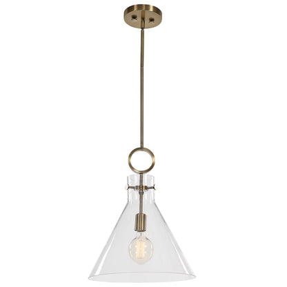 Imbuto - Funnel Glass 1 Light Pendant - White & Gold