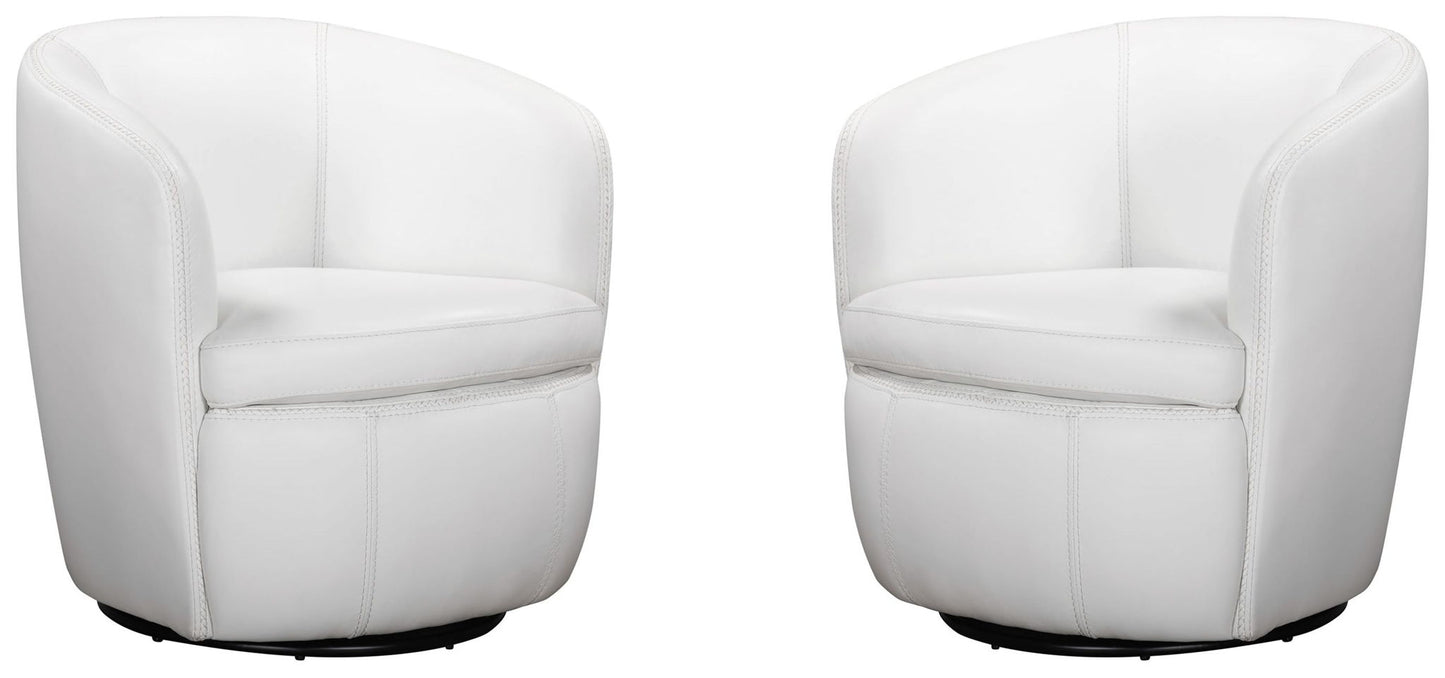 Barolo - 100% Italian Leather Swivel Club Chair (Set of 2)