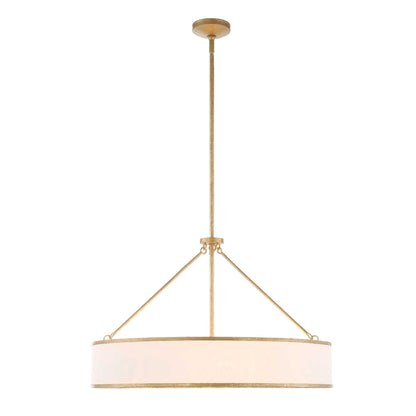 Algiers - 8 Light Drum Pendant - Gold / White