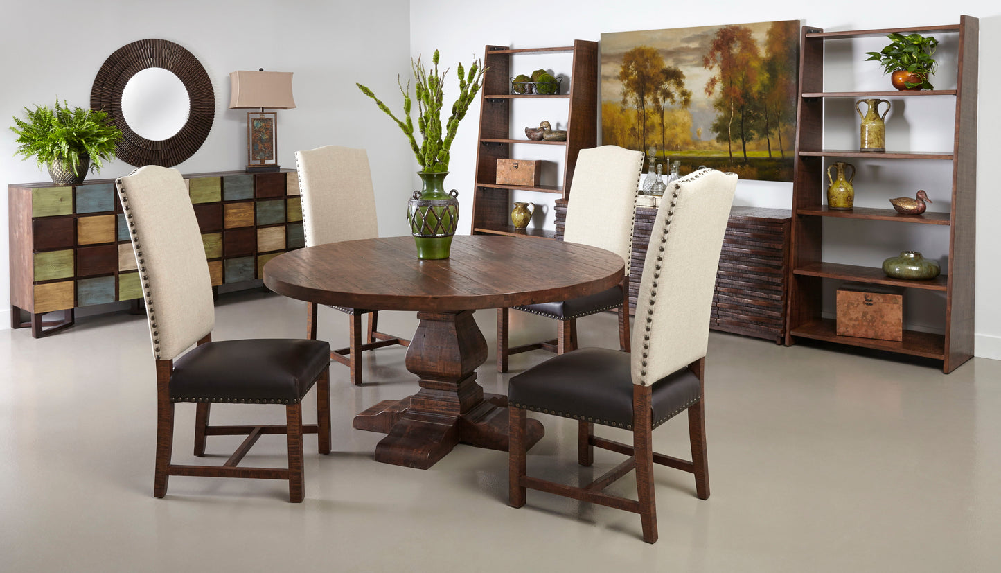 Woodbridge - Round Dining Table (2 Cartons) - Distressed Brown