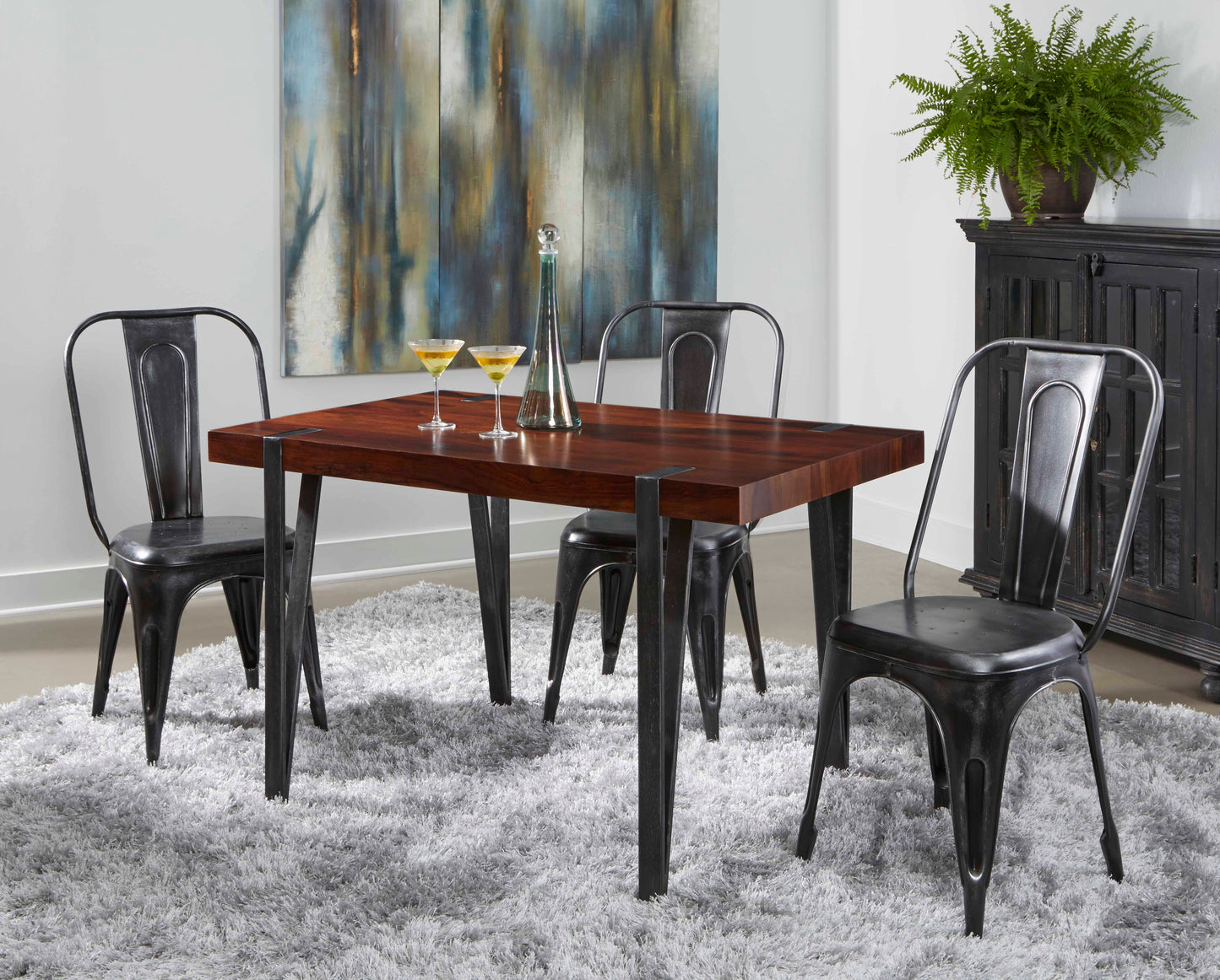 Bradley - Dining Table - Honey Brown / Antique Gunmetal