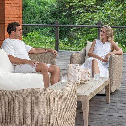 Quarried Stone - Indoor-Outdoor Candleholders (Set of 2) - Brown / White