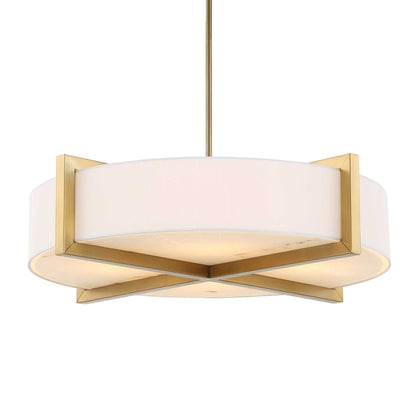 Cresson - 4 Light Drum Pendant - White / Gold