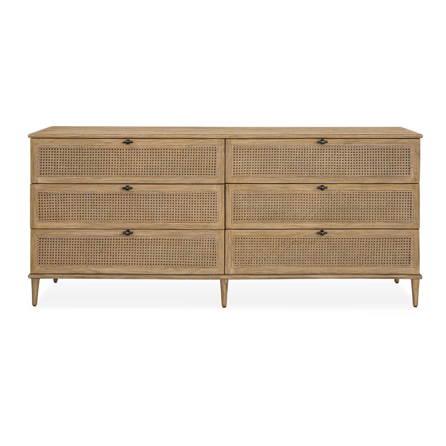 Coast - 6 Drawer Rattan Chest - Woodtone