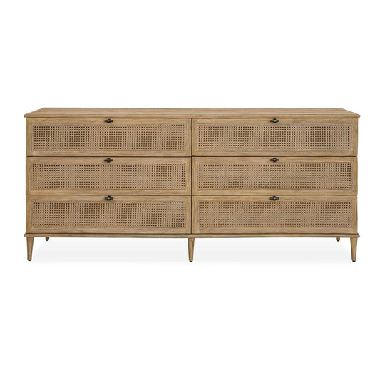 Coast - 6 Drawer Rattan Chest - Woodtone