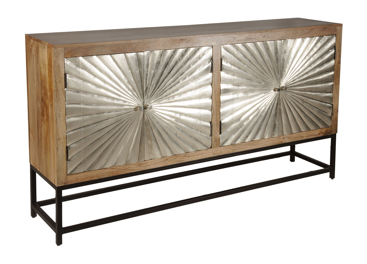 Sparks - Four Door Credenza - Sparkler Brown / Silver