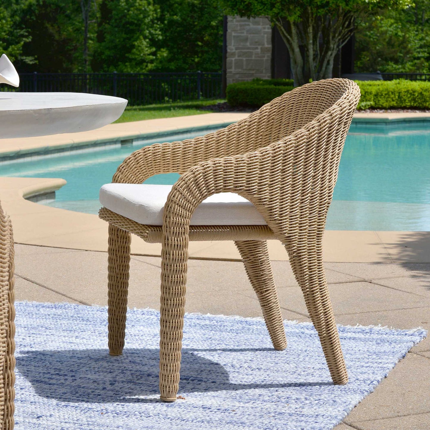 Kavali - Outdoor Wicker Dining Armchair - Woodtone
