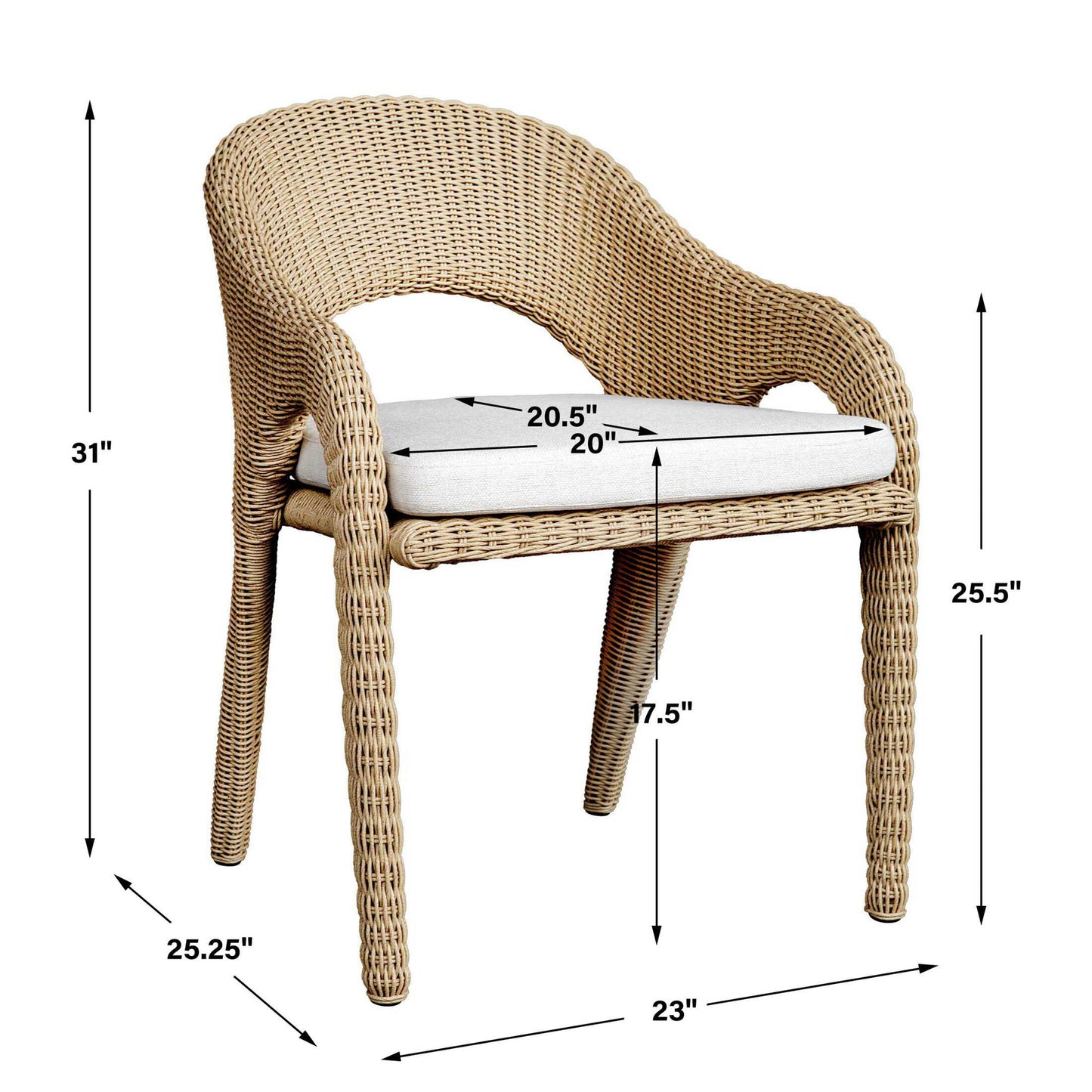 Kavali - Outdoor Wicker Dining Armchair - Woodtone