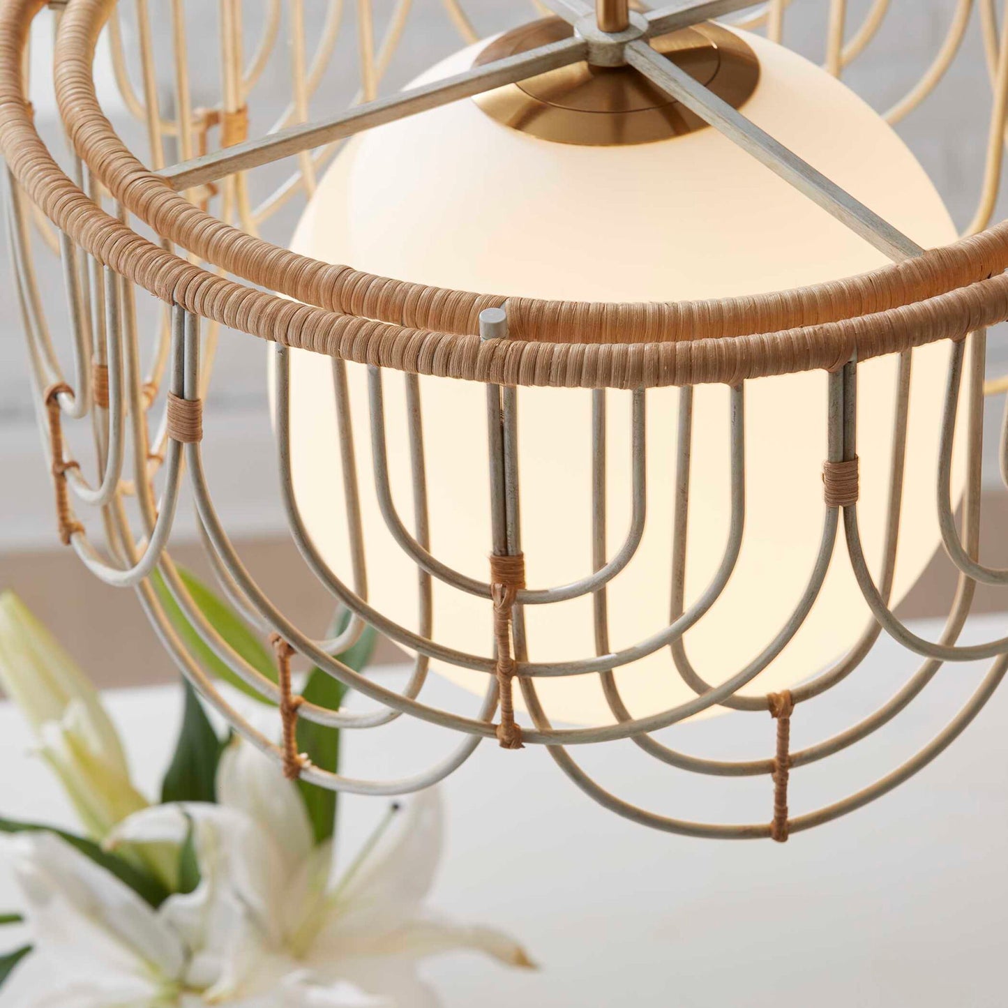 Arches - 1 Light Rattan Pendant - Light Brown