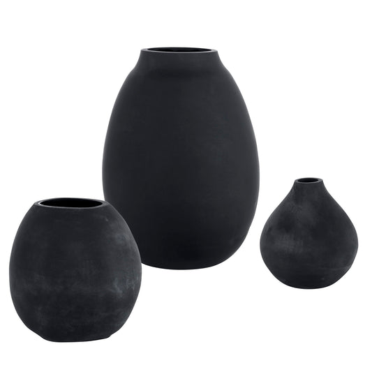 Hearth - Matte Black Vases (Set of 3)